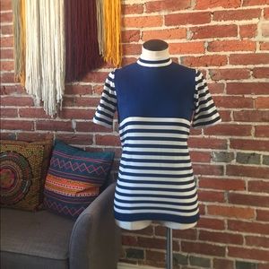 Blue with strips top lewk